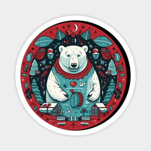 Polar Bear in Ornament, Love Bears Magnet